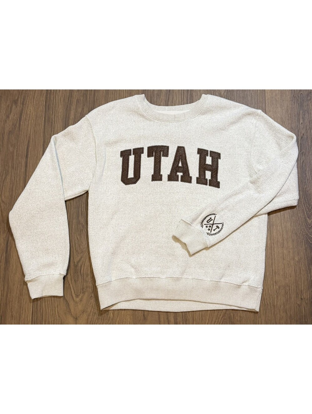 New York Popular Utah Crewneck Sweatshirt Unisex Large Oatmeal Brown #15B